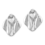 14k White Gold Polished Hammered Square Earring Jackets