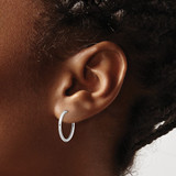 14K White Gold Polished Hinged Hoop Earrings - TF-B6306A47-3123