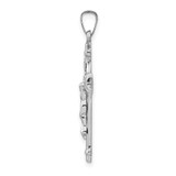 14k White Gold Polished INRI Crucifix Pendant - XR-AE0115B6-5386