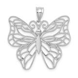 14k White Gold Polished Large Butterfly Pendant