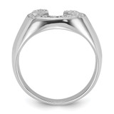 14k White Gold Polished Mens Diamond Horseshoe Ring Mounting