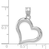 14k White Gold Polished Open Heart Pendant
