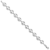 14k White Gold Polished Peace Sign 7.5 inch Bracelet