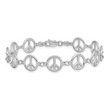 14k White Gold Polished Peace Sign 7.5 inch Bracelet