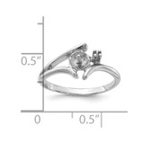 14k White Gold Polished Pearl & Diamond Ring Mounting