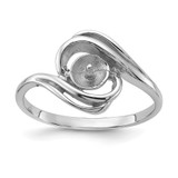 14k White Gold Polished Pearl Ring Mounting - Y1-CD34CCE7-2829