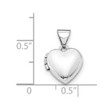 14k White Gold Polished Plain 10mm Heart Locket