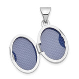 14k White Gold Polished Plain 13mm Oval Locket