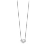 14k White Gold Polished Puffed Heart Pendant 16.5in Necklace