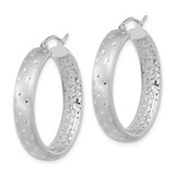 14k White Gold Polished Satin and Diamond-cut In/Out Hoop Earrings - TF-1A664BA6-4591