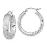 14k White Gold Polished Satin and Diamond-cut In/Out Hoop Earrings - TF-8B36B051-3562