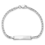 14k White Gold Polished Semi-Solid Chain/Solid Plate Anchor Link 20x4.5mm Plate 6 inch Baby/Child ID Bracelet