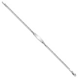 14k White Gold Polished Semi-Solid Chain/Solid Plate Anchor Link Soft Diamond Shape 20x5.5mm Plate 7 inch ID Bracelet