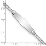 14k White Gold Polished Semi-Solid Chain/Solid Plate Anchor Link Soft Diamond Shape 25.5x7.8mm Plate 8 inch ID Bracelet