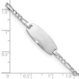 14k White Gold Polished Semi-Solid Chain/Solid Plate Figaro Link Oval 18.5x8.5mm Plate 7 inch ID Bracelet