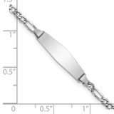 14k White Gold Polished Semi-Solid Chain/Solid Plate Figaro Link Soft Diamond Shape 20x5.5mm Plate 7 inch ID Bracelet