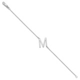14K White Gold Polished Small Letter M Bracelet