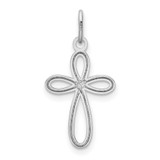 14k White Gold Polished Small Ribbon Cross Pendant