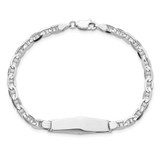 14k White Gold Polished Solid Chain/Solid Plate Anchor Link Soft Diamond Shape 25.5x7.5mm Plate 8 inch ID Bracelet - LI-468A2442-3132