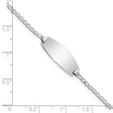 14k White Gold Polished Solid Chain/Solid Plate Curb Link Oval 18.5x8.5mm Plate 5.5 inch Baby/Child ID Bracelet