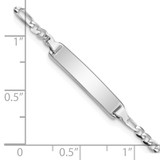 14k White Gold Polished Solid Chain/Solid Plate Figaro Link 20x4.5mm Plate 6 inch Baby/Child ID Bracelet