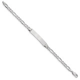 14k White Gold Polished Solid Chain/Solid Plate Figaro Link 33.5x6mm Plate 7 inch ID Bracelet