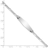 14k White Gold Polished Solid Chain/Solid Plate Figaro Link Soft Diamond Shape 24.5x7.5mm Plate 7 inch ID Bracelet - FG-DEADF520-3832