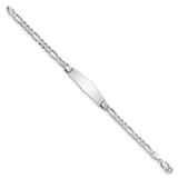 14k White Gold Polished Solid Chain/Solid Plate Figaro Link Soft Diamond Shape 33x9mm Plate 7 inch ID Bracelet - FI-824E5EA8-1989