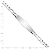 14k White Gold Polished Solid Chain/Solid Plate Figaro Link Soft Diamond Shape 38.5x10mm Plate 8 inch ID Bracelet
