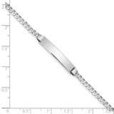 14k White Gold Polished Solid Chain/Solid Plate Flat Curb Link 25.5x4.5mm Plate 7 inch ID Bracelet