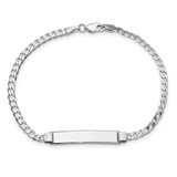 14k White Gold Polished Solid Chain/Solid Plate Flat Curb Link 25.5x4.5mm Plate 8 inch ID Bracelet