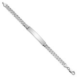 14k White Gold Polished Solid Chain/Solid Plate Flat Curb Link 38.5x7.5mm Plate 8 inch ID Bracelet