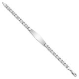 14k White Gold Polished Solid Chain/Solid Plate Flat Curb Link Soft Diamond Shape 33x10mm Plate 7 inch ID Bracelet - LI-71C3C51D-4930