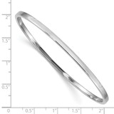 14k White Gold Polished Square Tube 3.00mm Slip-on Round Bangle Bracelet