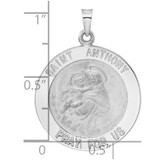 14k White Gold Polished St Anthony Solid Medal Pendant