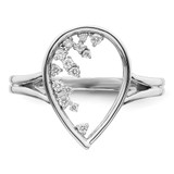 14k White Gold Polished Teardrop Diamond Ring