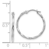 14k White Gold Polished Twisted Hoops