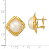 14k 13-14mm White Mabe Saltwater Cultured Pearl Omega Back Earrings - XM-2EFF7221-5877