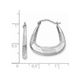 14k White Gold Polished, Satin and Diamond-cut Hoop Earrings