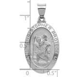 14k White Gold Polished/Satin St Christopher Medal Hollow Pendant - XR-CDFE9B4B-8855