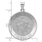 14k White Gold Polished/Satin St Christopher Medal Hollow Pendant - XR-FCBB6D0E-2171