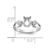14k White Gold Polished7x5Oval Gemstone Ring Mounting