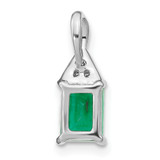 14k White Gold Rectangle Emerald and Diamond Pendant - PM-A2EA8990-5373