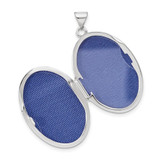 14k White Gold Reversible Floral Swirl Design 26mm Oval Locket