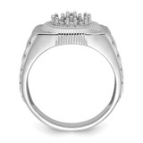 14k White Gold Ridged-Side Circular Top Mens Diamond Ring Mounting