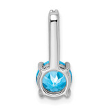 14k White Gold Round Blue Topaz and Diamond Pendant