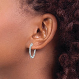 14k White Gold Round Hoop w/Safety Clasp Earring Mountings - XE-2F1E3B45-4557
