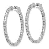 14k White Gold Round Hoop w/Safety Clasp Earring Mountings - XE-735EED60-2483