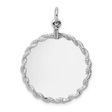 14k White Gold Rounded with Rope .013 Gauge Engravable Disc