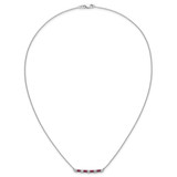 14k White Gold Ruby and Diamond 18in. Bar Necklace
